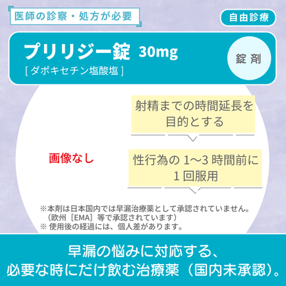 プリリジー海外後発品（ダポキセチン）30mg/60mg