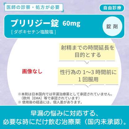 プリリジー海外後発品（ダポキセチン）30mg/60mg